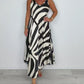 V-hals geprinte mouwloze maxi-jurk