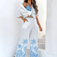 Casual flowy shirt- en broekset voor dames