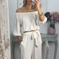 💥Nieuw product 2025💥💃Dames off-shoulder top en broekset - Modieus en cool