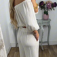 💥Nieuw product 2025💥💃Dames off-shoulder top en broekset - Modieus en cool