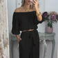 💥Nieuw product 2025💥💃Dames off-shoulder top en broekset - Modieus en cool