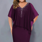 ✨Strass-capejurk met V-hals en chiffon overlay