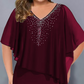 ✨Strass-capejurk met V-hals en chiffon overlay