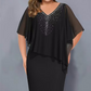 ✨Strass-capejurk met V-hals en chiffon overlay
