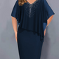 ✨Strass-capejurk met V-hals en chiffon overlay