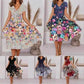 🌺Luchtige damesjurk met print en v-hals