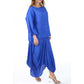 Casual effenkleurige losse top- en rokset