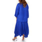 Casual effenkleurige losse top- en rokset