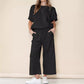 🌸Zomer Hot Sale 50% KORTING🌸Casual Losse Effen Kleur Top met Korte Mouwen en Wijde Broek Tweedelige Set