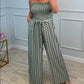 Strapless jumpsuit met strepen en trekkoord