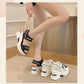 Casual open teen sandalen met sleehak voor dames