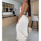 Sexy geplooide textuur halter nek backless maxi jurk