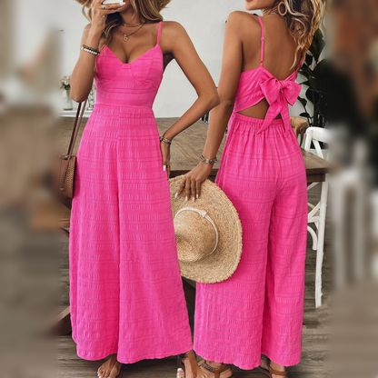 Dames V-hals brede poten losse fit jumpsuit