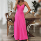 Dames V-hals brede poten losse fit jumpsuit
