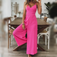 Dames V-hals brede poten losse fit jumpsuit