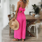 Dames V-hals brede poten losse fit jumpsuit