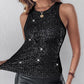 Pailletten ronde nek mode top