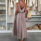 Women’s Spaghetti Strap Maxi Dress with Waist Tie