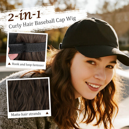 2-in-1 Curly Hair Baseball Cap Pruik