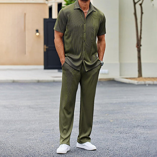 Casual shirt en broek van heren tweedelige set
